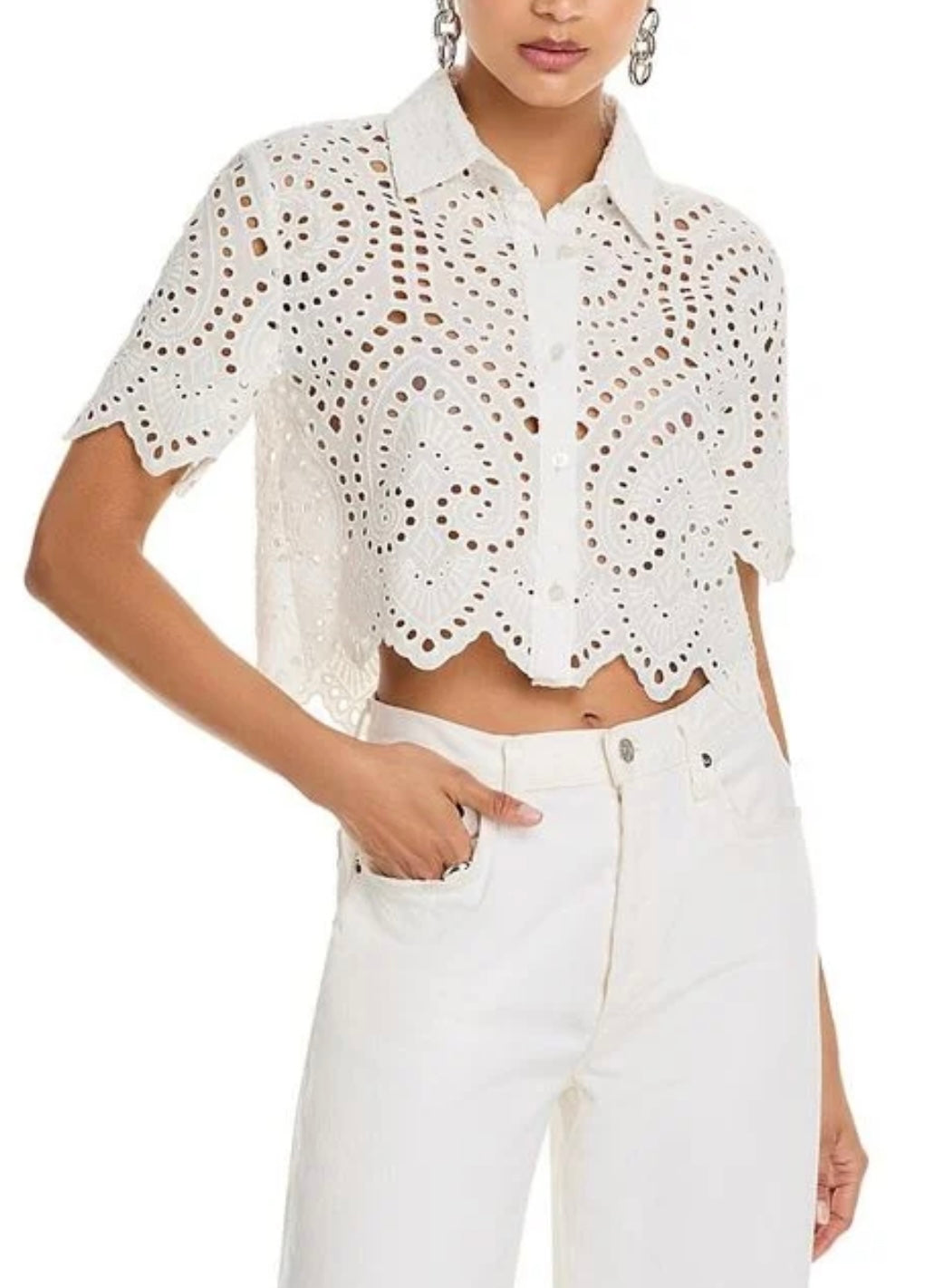 Dubois Cotton Eyelet Shirt White