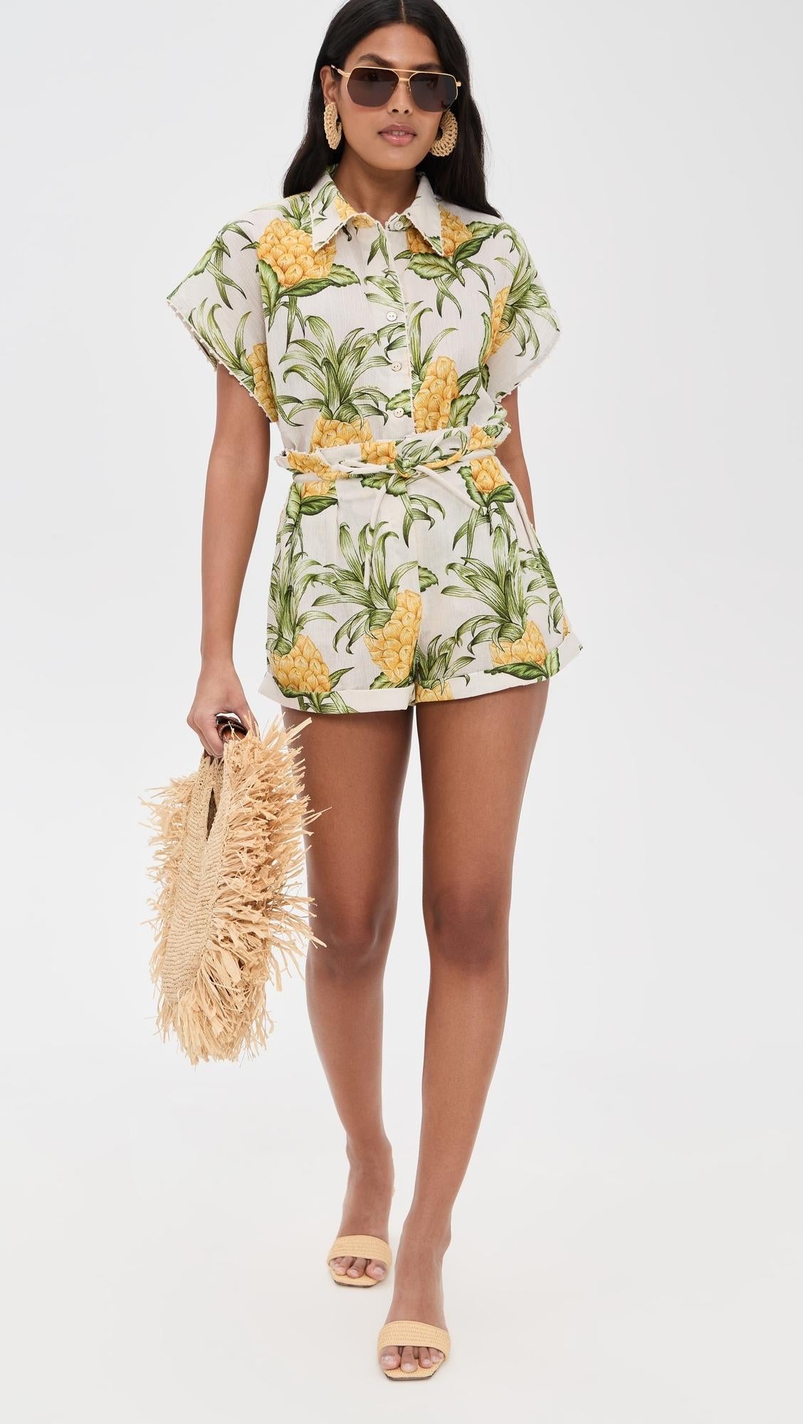 Delicate Pineapple Shorts White/Yellow